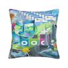 Frutiger Aero Aesthetic Square Pillow Case Tech Great Wave of Kanagawa Fishes Cushion Cover Customized Pillowcover Home 40*40cm