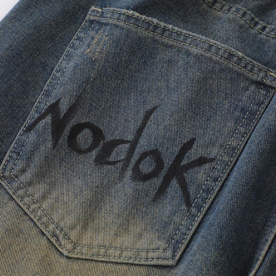 Shorts in Denim Blu Y2K Stampati con Ragnatela Estivi Larghi Casual Jeans Shorts Moda Harajuku Hip Hop Streetwear Shorts per Uomo