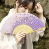 High Gloss Fan Bone Chinese Style Silk Folding with Tassels Elegant Craftsmanship Exquisite Strong And Flexible Bamboo Perfect Party Ornaments Erqing