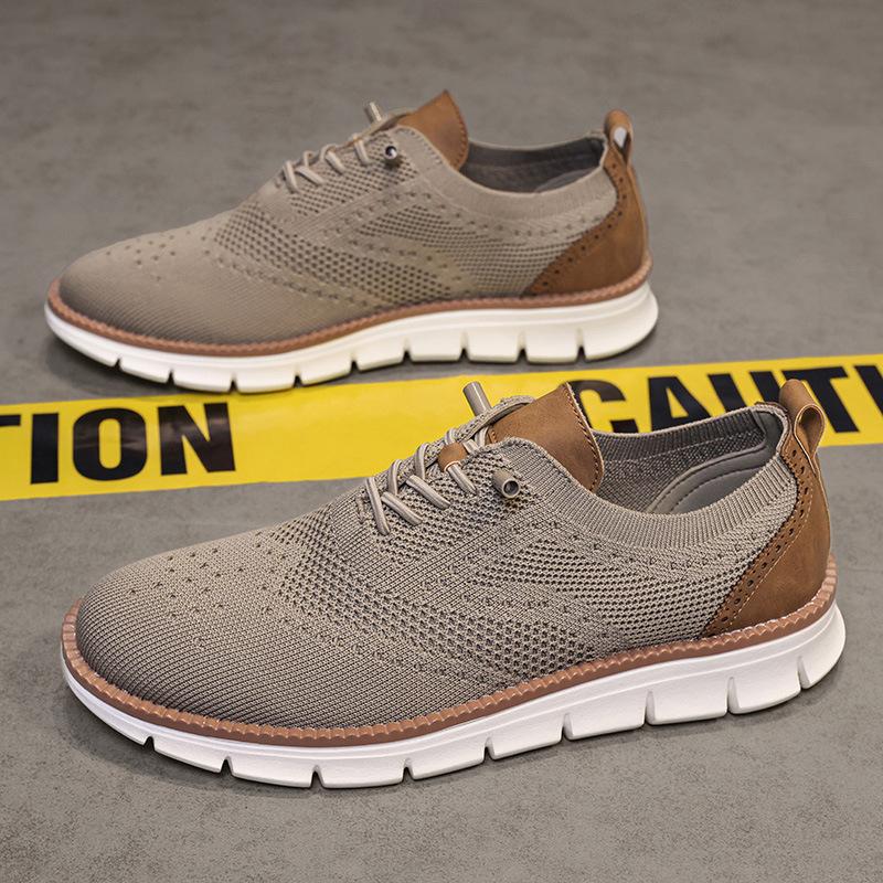 2025 foreign trade British style men's shoes spring and summer breathable sports shoes fly-woven mesh shoes large size 48 size running shoes