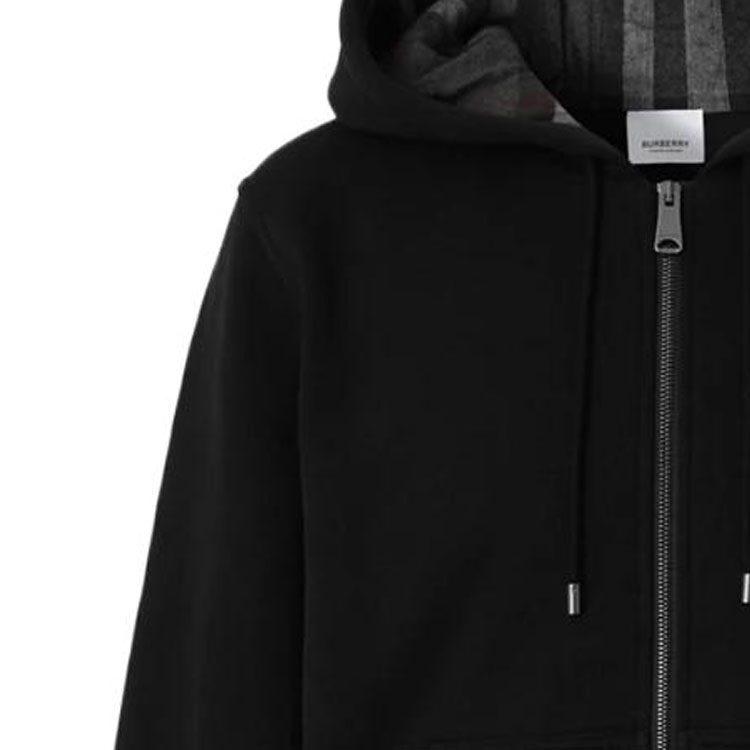 Burberry Letter Graphic Cotton Blend Zip Hoodie Black 80618541