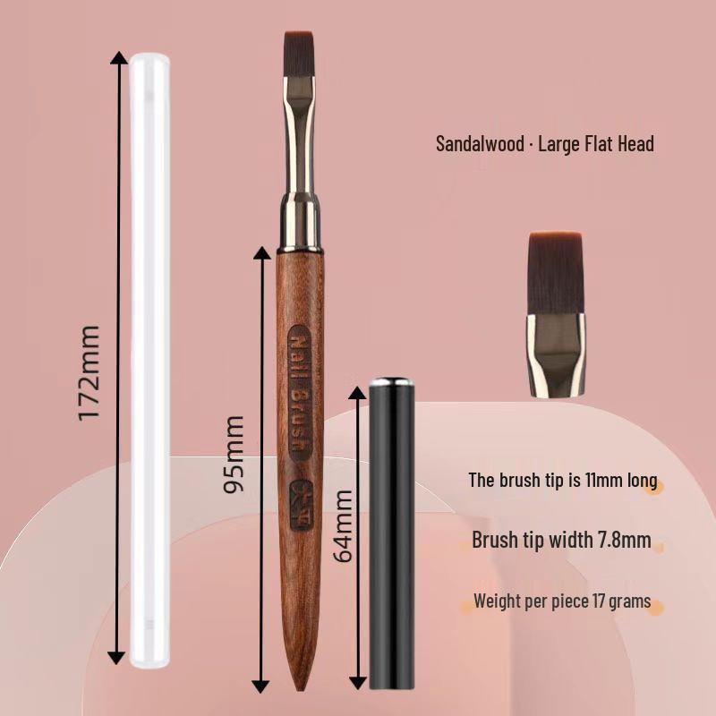 Japanese Sandalwood Nail Art Brush Set: Includes Round, Square, Triangle Brushes & Gel Brush, Ideal for Nail Salons