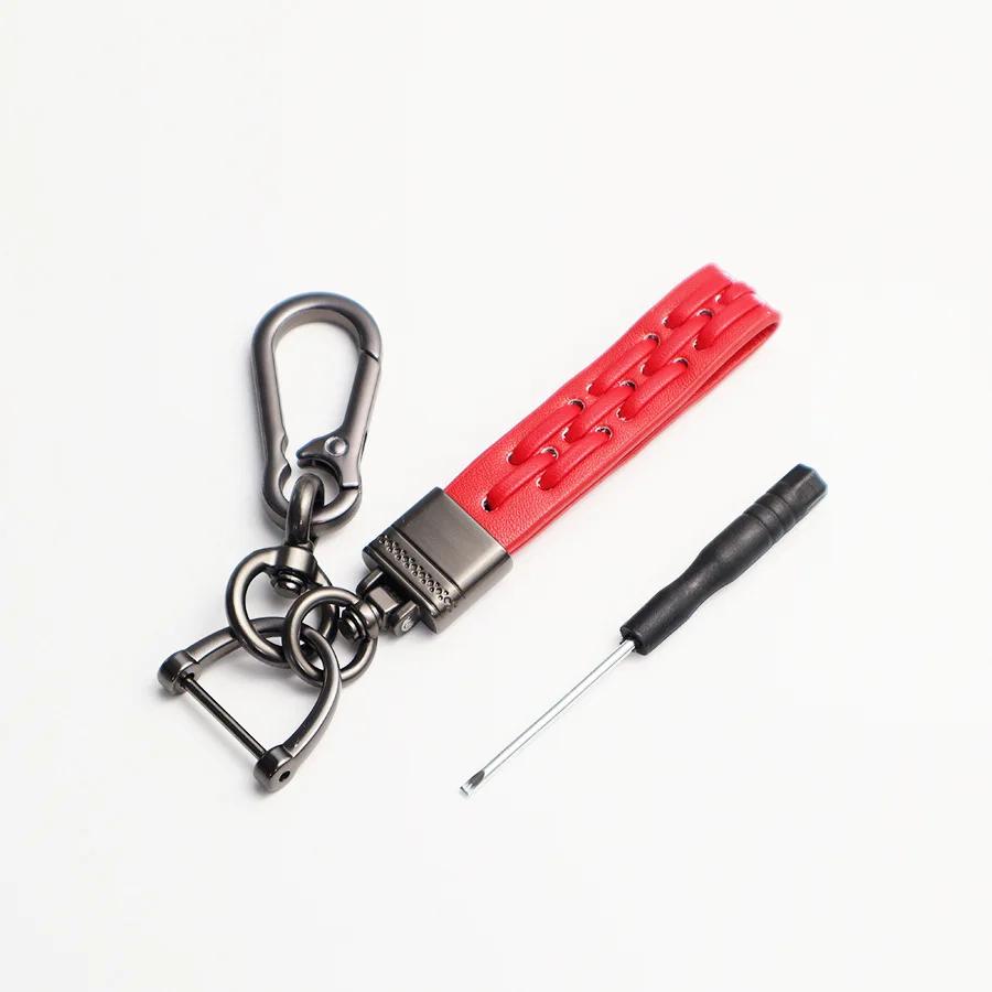 

Leather Cord Car Keychain Metal Leather Men Women Gunmetal Buckle Car Key Ring Holder Gift Fashion Key Ring Key красный