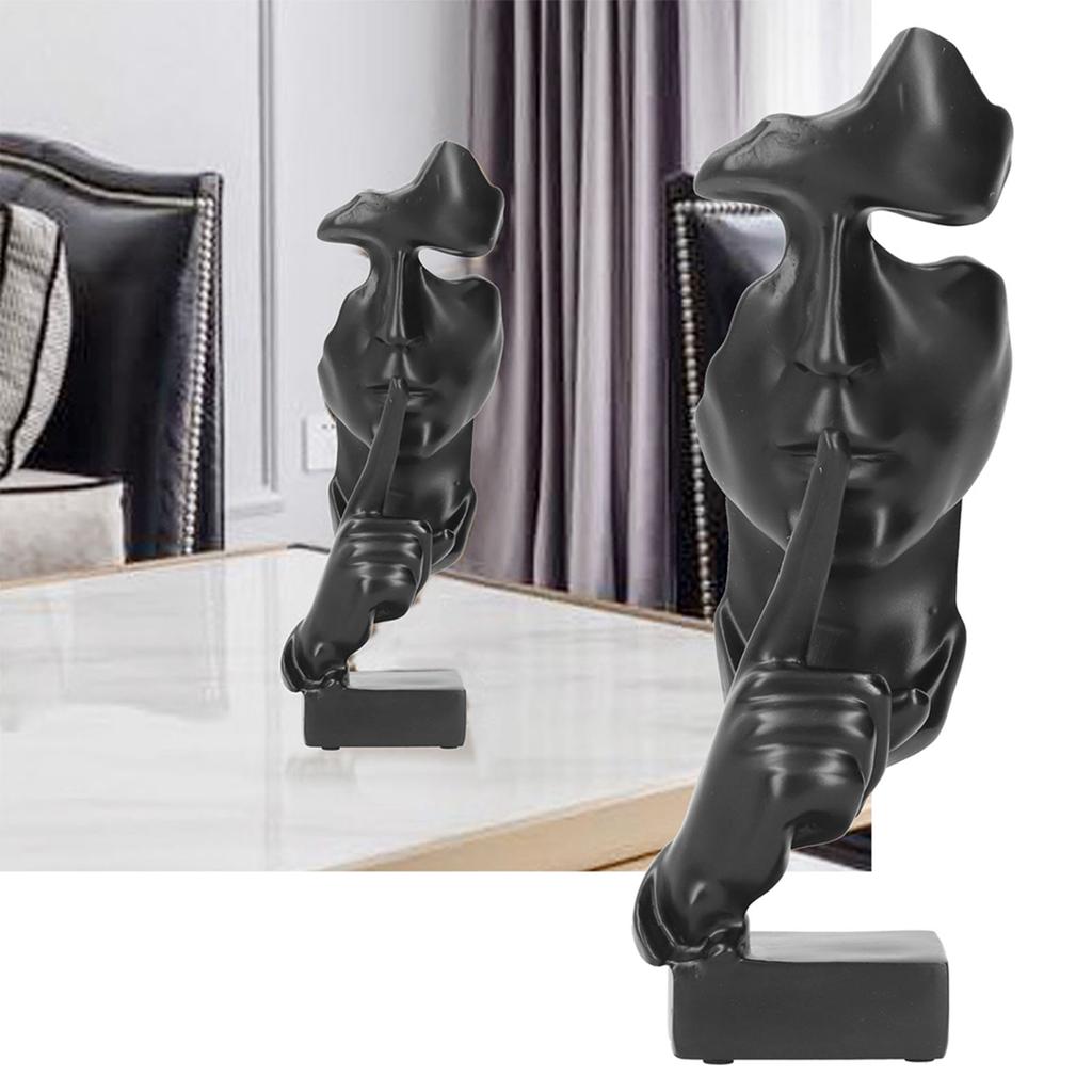 Face Sculpture Resin Figure Abstract Artware Statue Ornament for Home Office DecorationBlack BS913