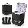 Double-Layer Elevated Makeup Bag for Women Large Capacity Portable Toiletry Case Cosmetic Nail Polish Storage Bag