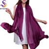 [BYSIFA] Fall Winter Purple Grey Large Scarf Shawl Women Fashion 100% Mulberry Silk Long Scarves Spring Fall Silk Scarf Cape