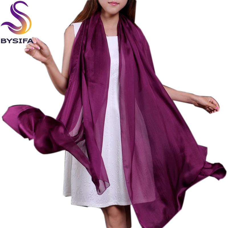 [BYSIFA] Fall Winter Purple Grey Large Scarf Shawl Women Fashion 100% Mulberry Silk Long Scarves Spring Fall Silk Scarf Cape