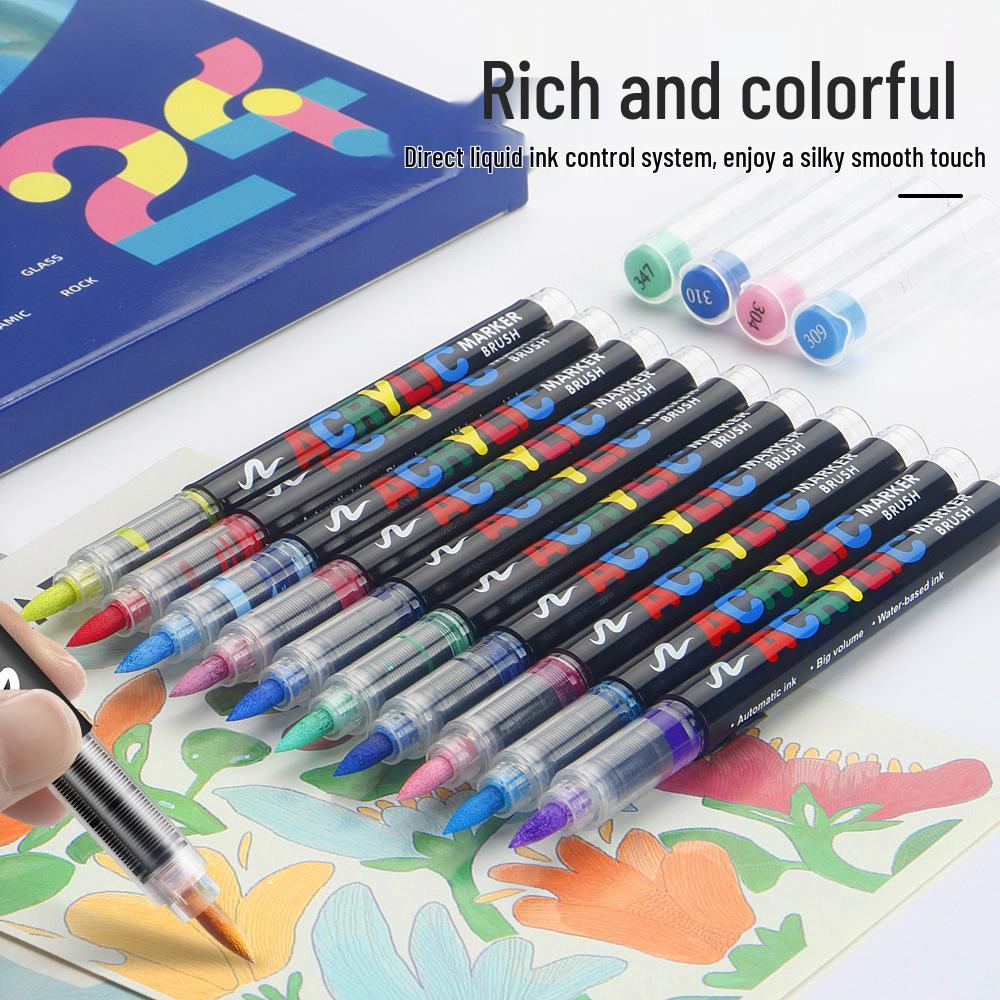 Direkt-Tinten-Acrylmarker Pinselstift mit weicher Spitze, Große Kapazität, Übermalbar, Nicht unter Druck.