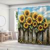 Rustic Sunflower Waterproof Mildew-Resistant Shower Curtain - Country Farmhouse Design for a Cozy Bathroom Décor Experience