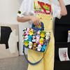 Cartoon Canvas Bag Large Capacity Shoulder Bag With Plush Animal Doll Decor For Casual Women
