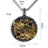Stainless Steel Viking Guardian Totem Men's Double Wolf Necklace