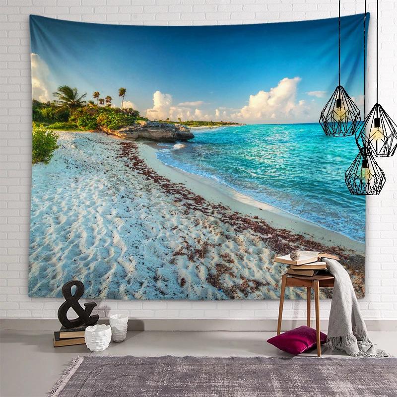 Nature Beach Scenery Art Tapestry Turtle Tapestry Wall Hanging Decor Backdrop Cloth Living Room Bedroom Home Decor Tapestries
