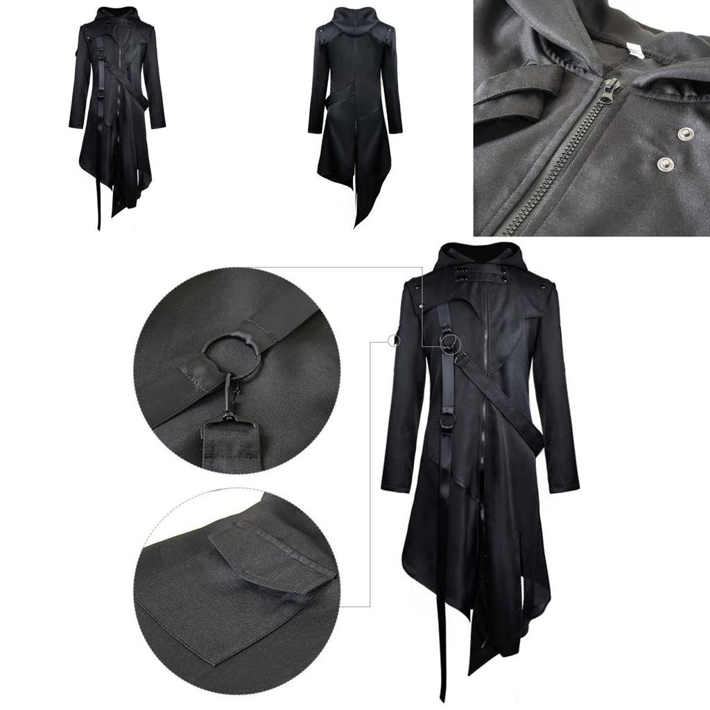 Elegante Chaqueta Frac Gótica Para Hombres Disfraz de Cosplay Perfecto Uniforme de Halloween