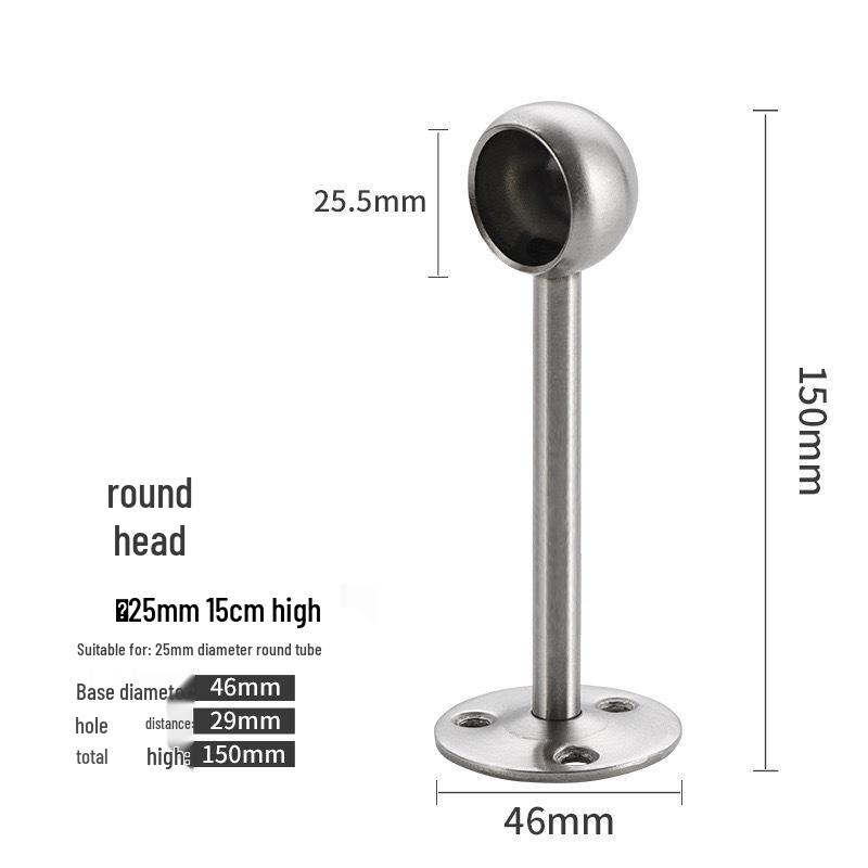 Stainless Steel Wardrobe Hanging Rod Flange Seat for Curtains, Towels, and Clothes Drying
