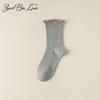 Barron Bubble Summer Cotton Lace Mid-Calf Socks with Wood Ear Edge - Japanese Sweet Style