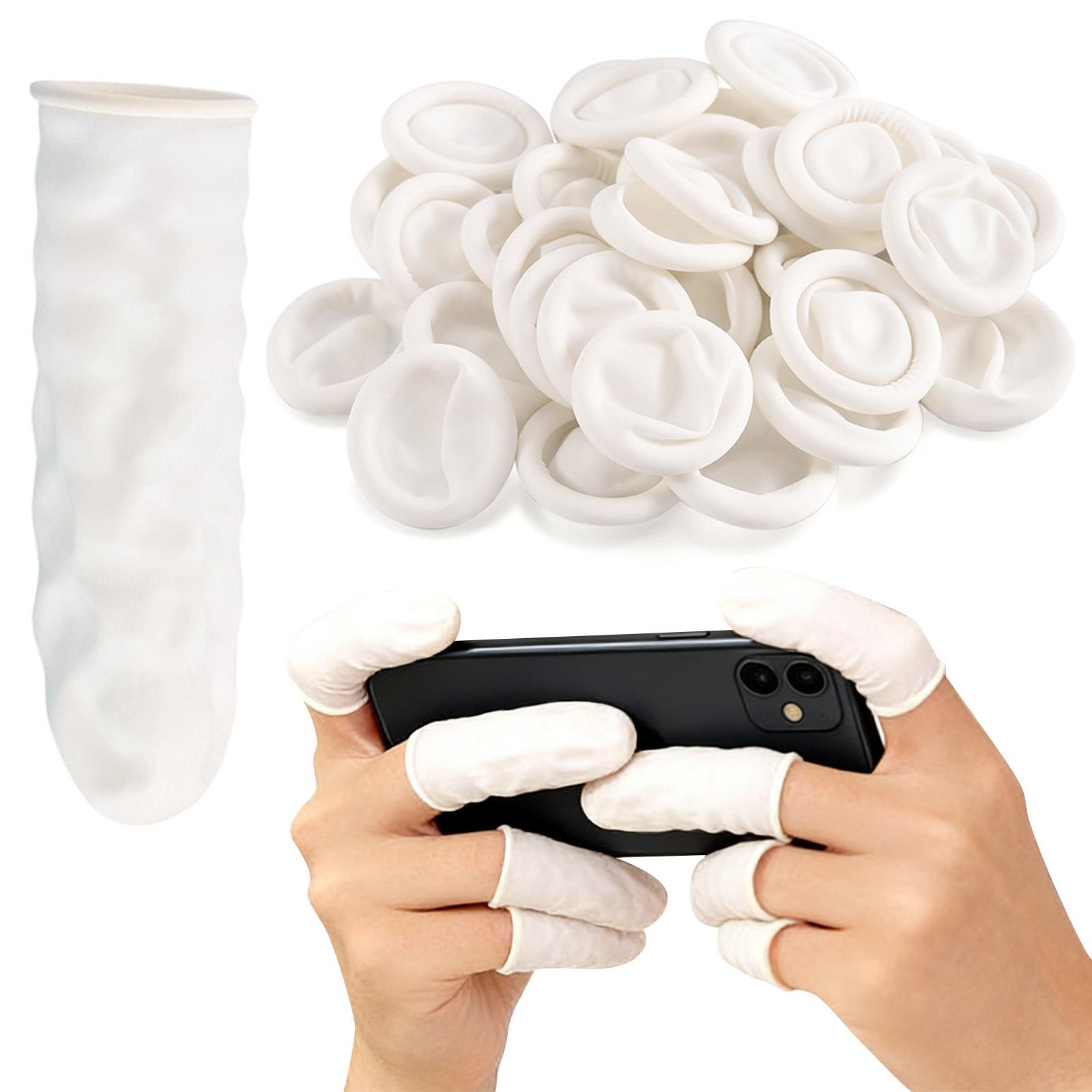 

Disposable Latex Finger Cots, Protective Finger Covers For Grooming, Cleaning, Crafting And Industrial Use One Size белый