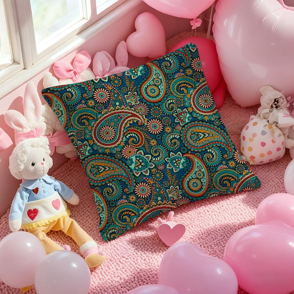Painted Design P-PaisleyS Cushion Cover Pattern Printed Pillowcase for Living Room Sofa Cushion Cover & Bedroom Decor