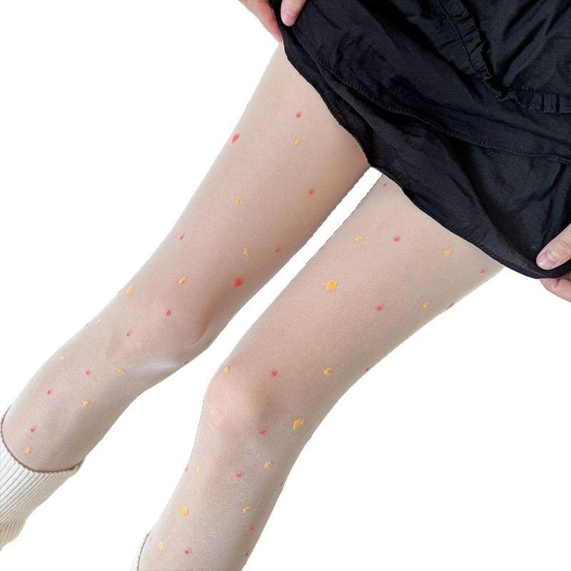 Japanese Color Love Pantyhose Pure Desire White Stockings Women'S Summer Sexy Ultra-Thin Black Silk French Jacquard Bottoms