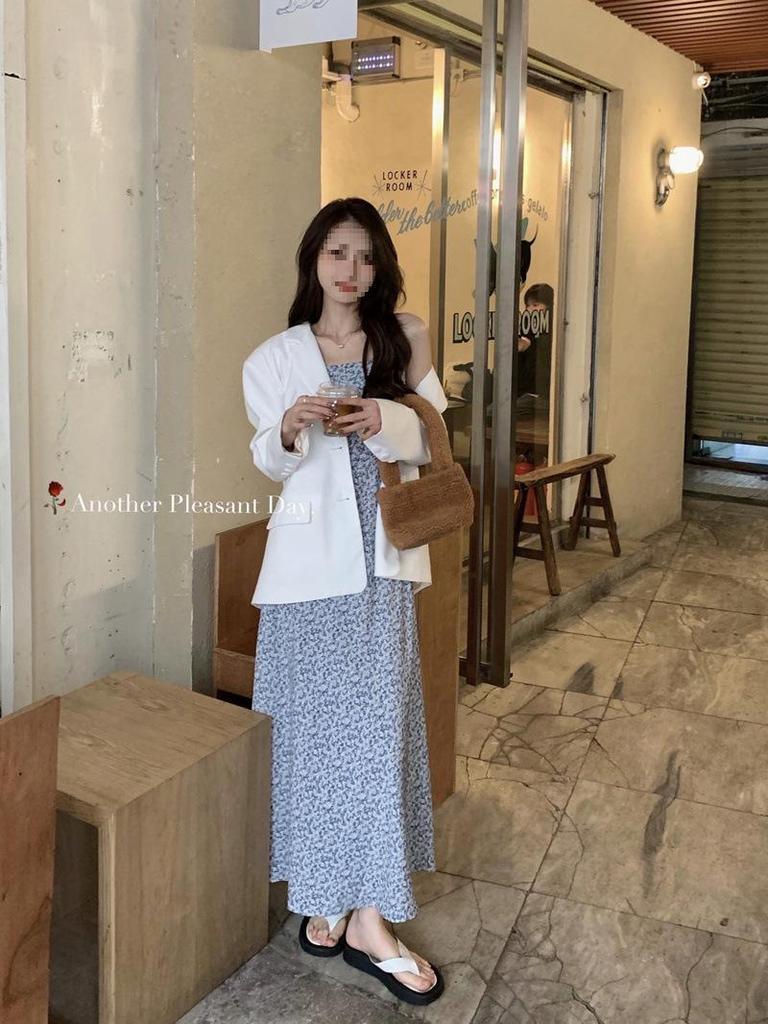 One-Shoulder Floral Midi Dress for Women, Summer Vacation Style, Slimming, Spaghetti Straps, Backless