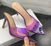 WO Huizhou new European and American women's shoes simple nude transparent one-word high heels thin heels pointed not tired feet versatile