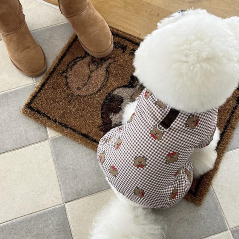 Warm Dog Jacket Pet Winter Four Legged Dog Clothes Puppy Jumpsuit Chihuahua Bichon Costume Cute Bear Print Dog Coat Cat Clothing