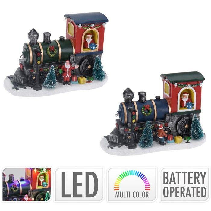 Village de Noël à pile - Locomotive du Père Noël