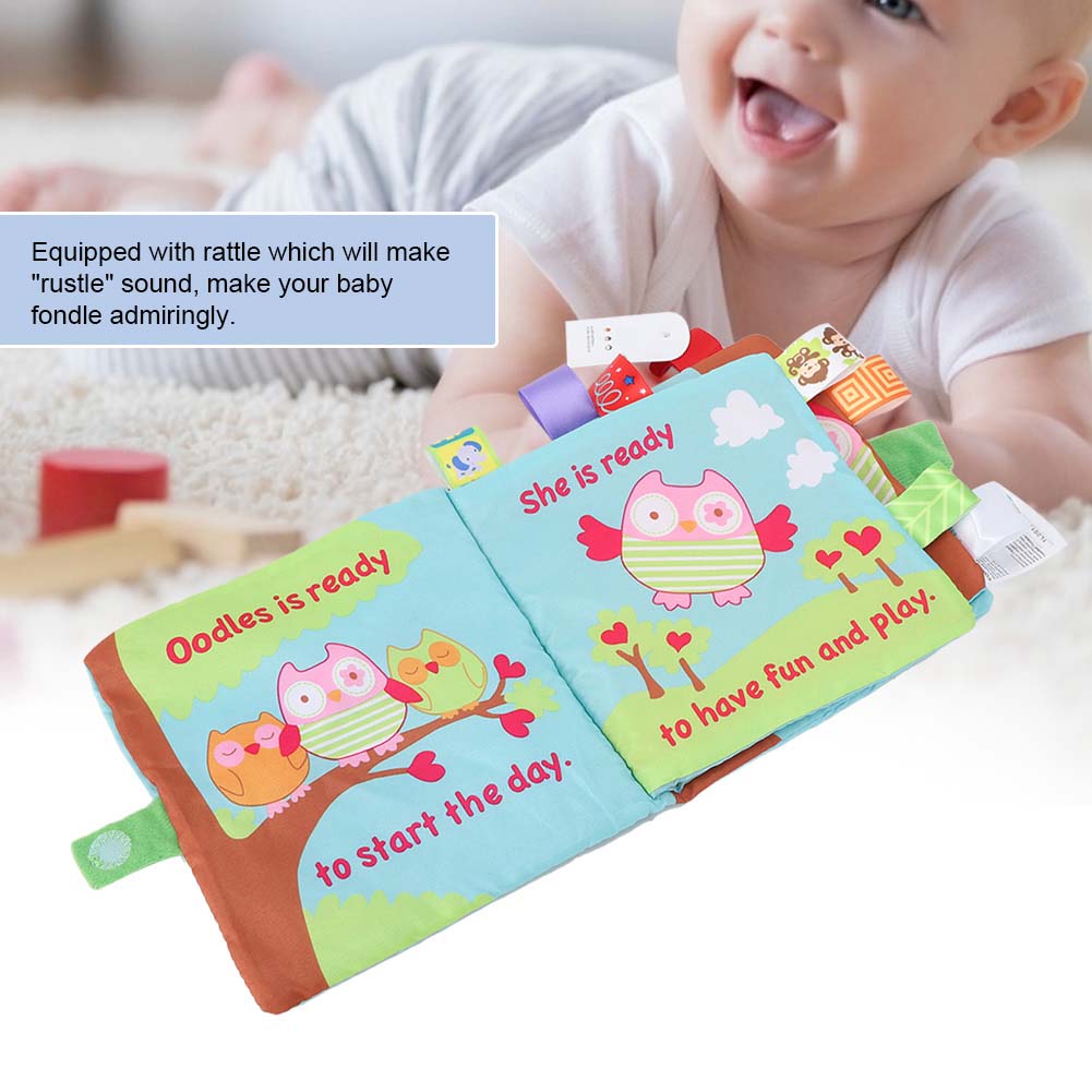 Infant Cloth Book Cute Animal Learning Rattle Wear Resistant Educational ToyType B