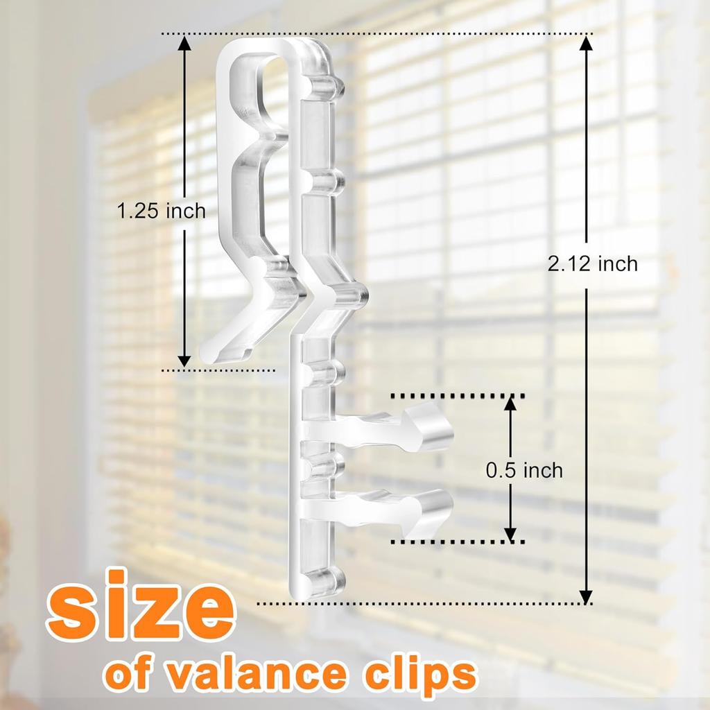 12 Pcs Valance Clips for Blinds, 2-1/8 Inch Hidden Channel Blind Valance Clip Replacement for Horizontal and Venetian Window Blinds Valance