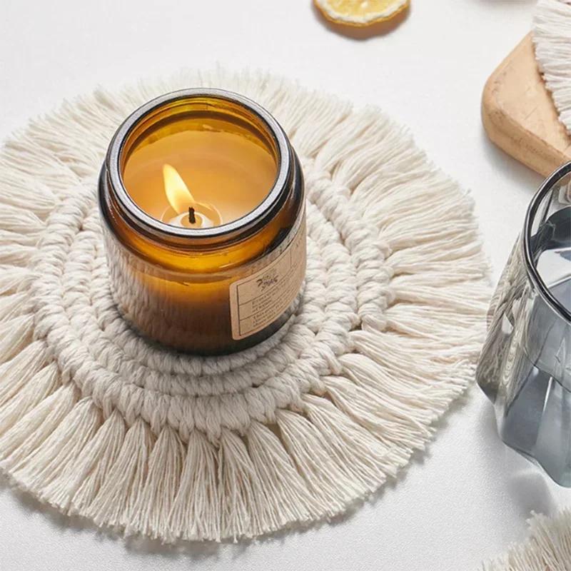 Cotton Braid Cup Coaster Coffee Coasters Tea Coaster Coasters for Glasses Coaster Set Sublimation Blanks Coffee Tables Decor