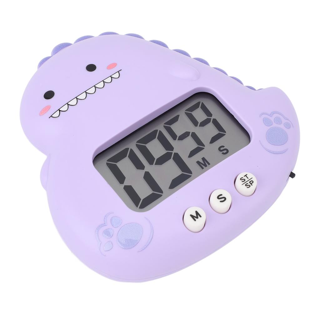 Cute Dinosaur Kids Timer Large LCD Display Loud Alarm Digital Kitchen Timer Magnetic Countdown Timer for Classroom Home