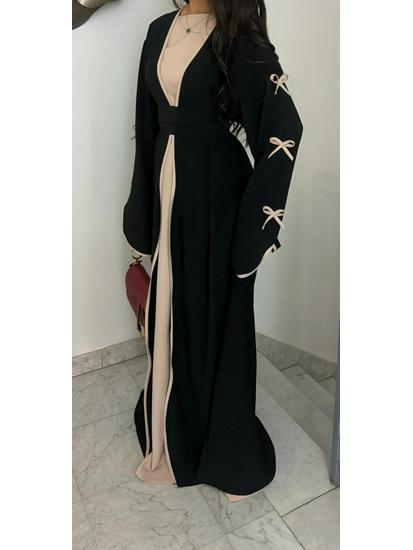 Pure Beauty Bow Long Robe Dress Abaya - Loriya 2025, Europe, America & Middle East Style, Model LR962