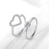 Herzförmiger offener Ring Damenmode Kreativer Silberschmuck Liebe 2-in-1-Ring