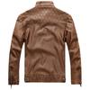 Men's Retro Motorcycle Leather Jacket Stand Collar Slim Fashion Plush Leather Jacket