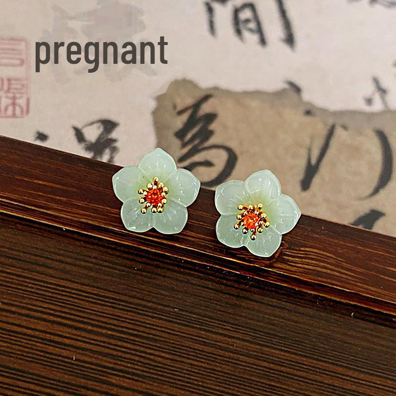 "Silver Needle Bamboo Fan Earrings: Butterfly Drop, Retro Fashion for Women"