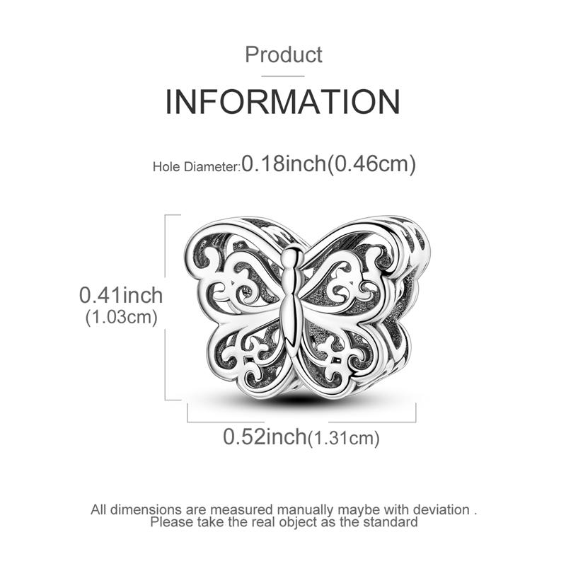Genuine Charm Copper Exquisite Hollowed-Out Butterfly Bead Fits Charm Plata Bracelet For Women Jewellery Crafting Gift