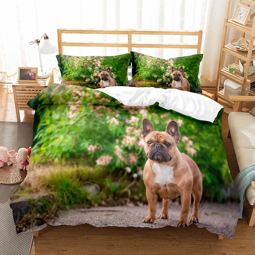 Zestaw poszewek na kołdrę French Bulldog Cute Dog Poliester Poszewka na kołdrę Twin Full Size Dla dzieci nastolatków dorosłych Wystrój sypialni Zestaw pościeli