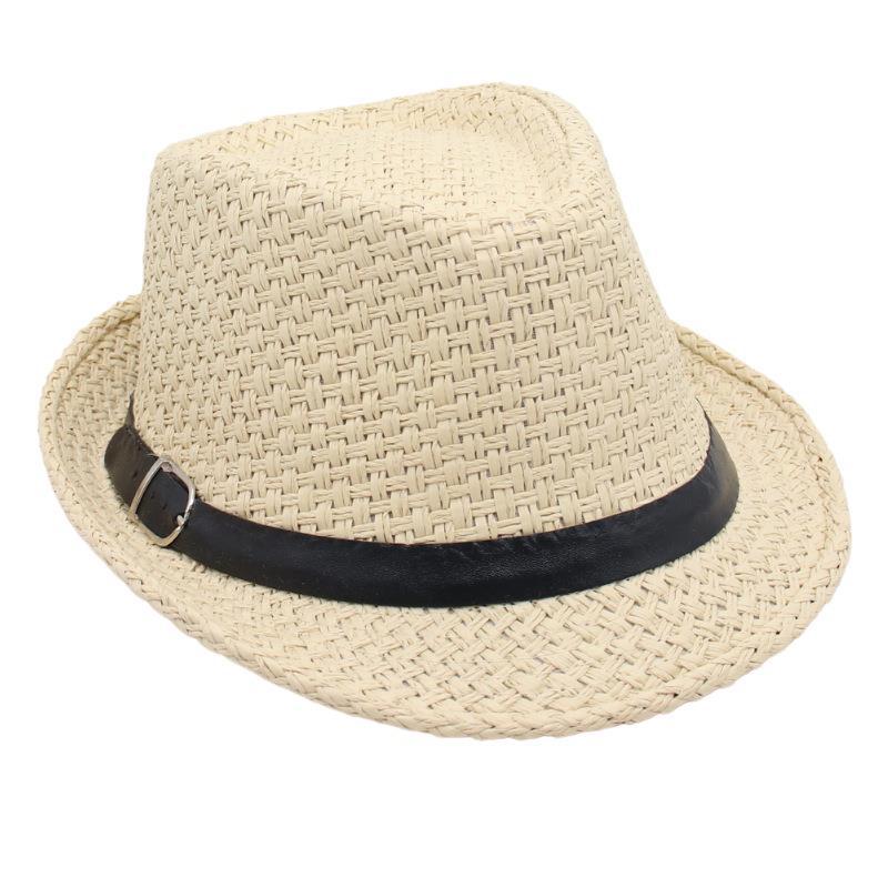 Spring And Summer Vacation Straw Hat Short Brim Visor Jazz Hat Men'S And Women'S Belt Buckle Beach Hat Hand-Woven Cool Hat
