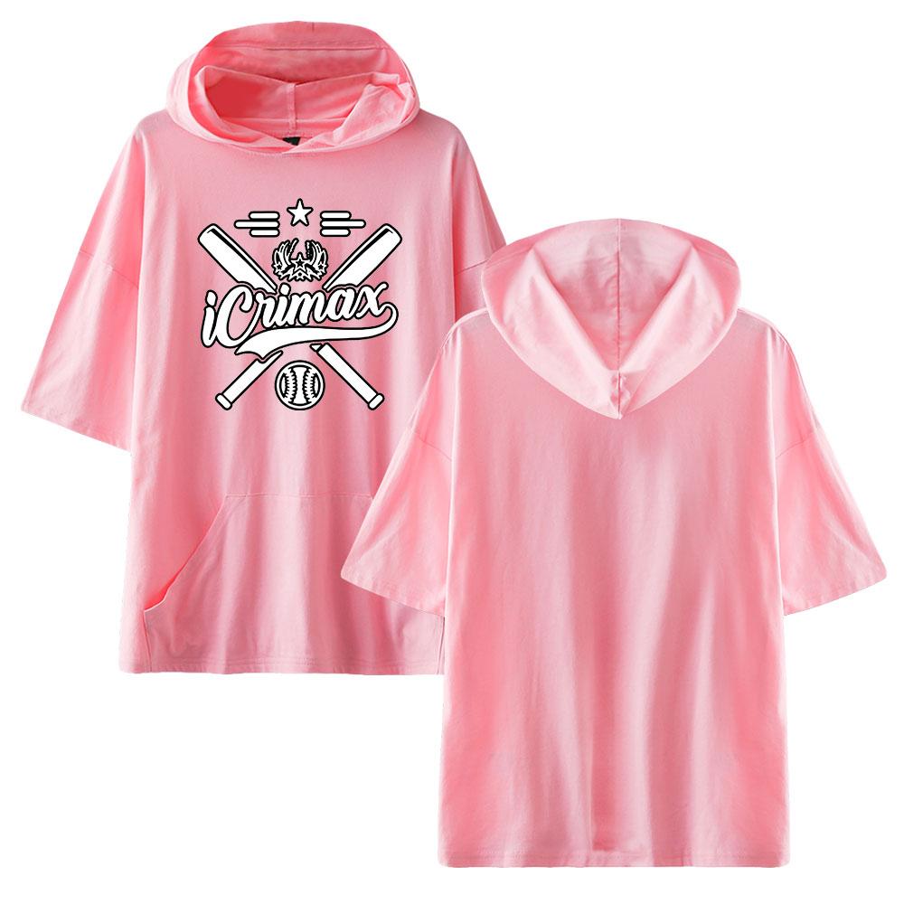 

Гаряча футболка Icrimax з принтом негабаритних футболок для жінок, чоловіків, хлопчиків і дівчаток, літніх коротких рукавів з капюшоном, повсякденні вільні пуловери, топи XXS рожевий