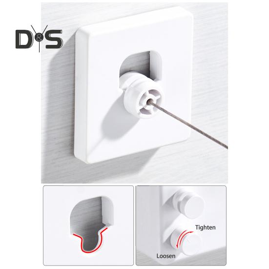 4.2M Wall Mount Retractable Clothesline Adjustable Retracting Invisible Heavy Duty Stainless Steel Wire Indoor Outdoor Balcony Laundry Clothes Drying