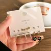 Sweet and Cool Jewelry Ins Cold Wind Love Ring Six-piece Set of Earrings, Personalized Ear Buckles, High-end Card Earrings.
