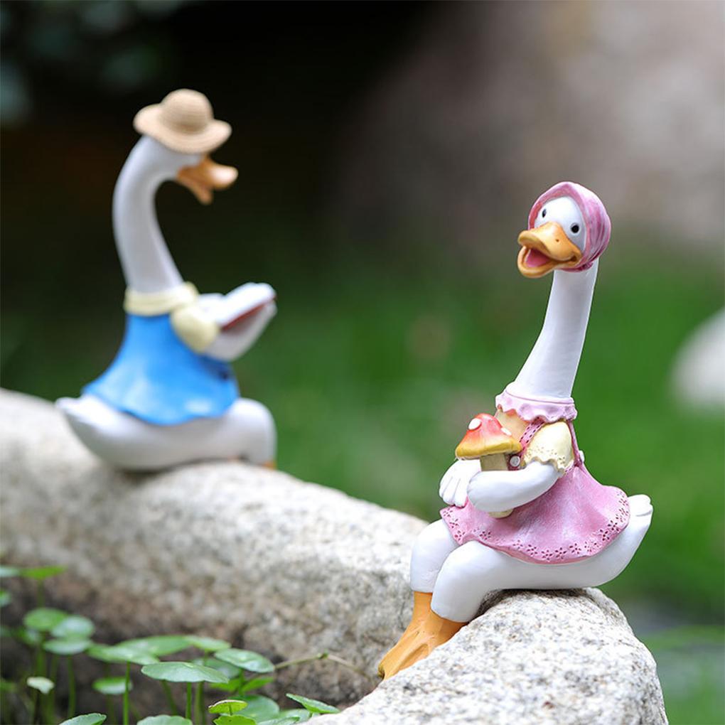 Sitting Couple Duck Garden Statues Gift Choice Add Charm To Home Outdoor Duck Garden Ornaments