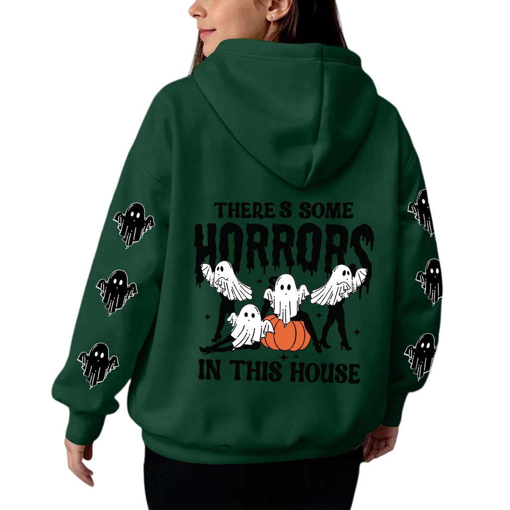 Sweat-shirt à capuche et manches longues pour femme, imprimé dégradé, ample