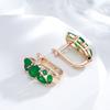 New Green Natural Zircon Drop Earrings For Women  Rose Gold Vintage Ethnic Bride Wedding Jewelry Party Accessories