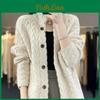 Korean Cardigan Autumn Winter Long Sleeve Jacket Women Loose Casual Thicken Knitted Sweater Coat Female Tops Ladies