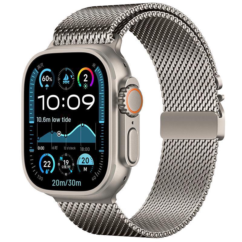 Kompatibel mit Apple Watch 11: Fallschirmschnalle Milanese Edelstahlarmband, Ultra 3 Metallarmband