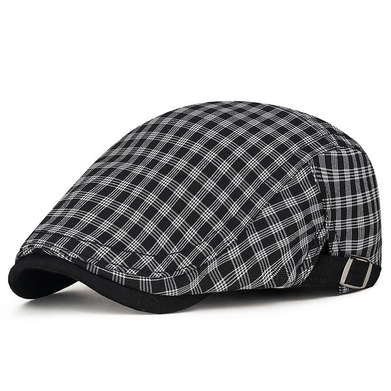 Spring Summer Solid Color Plaid Newsboy Caps Flat Peaked Cap Men and Women Painter Beret Hats