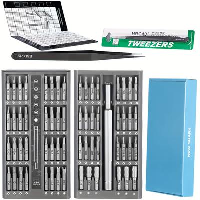 63 in 1 Präzisionsschraubendreher-Set, Reparaturmatte, Reparaturwerkzeug-Set mit Etui Schraubendreher-Set für Elektronik, Spielkonsole, Uhr
