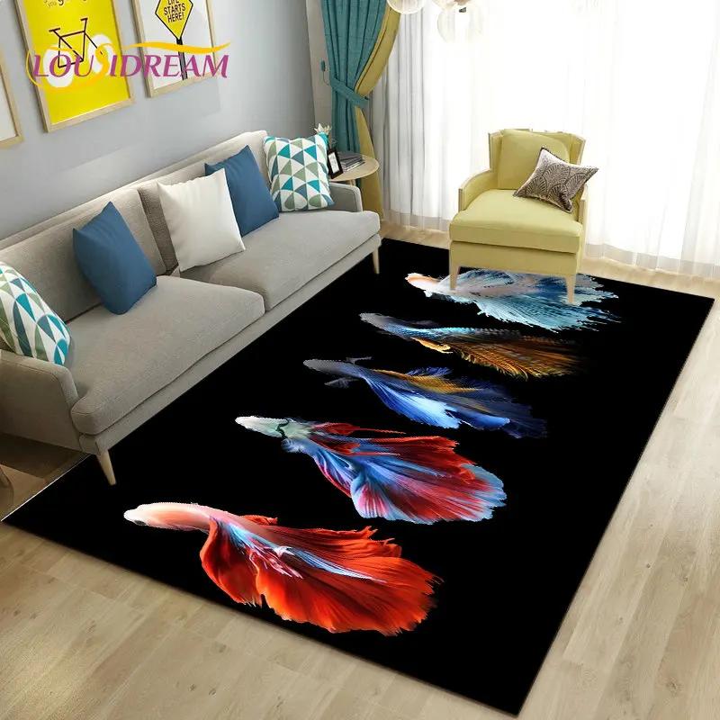 3D Balık Altın Arowana Betta Balık Alan Kilim, Oturma Odası Yatak Odası Kanepe Paspas Dekor için Halı Kilim, Çocuk Oyun kaymaz Zemin Mat
