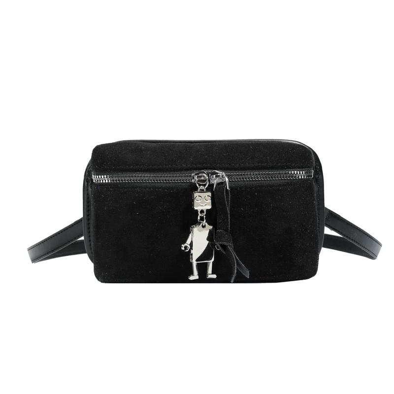 

Stitching Line Zipper Shoulder Bags for Women Exquisite Commuting Faux Suede Solid Color Fashi Retro Women s Handbag чёрный