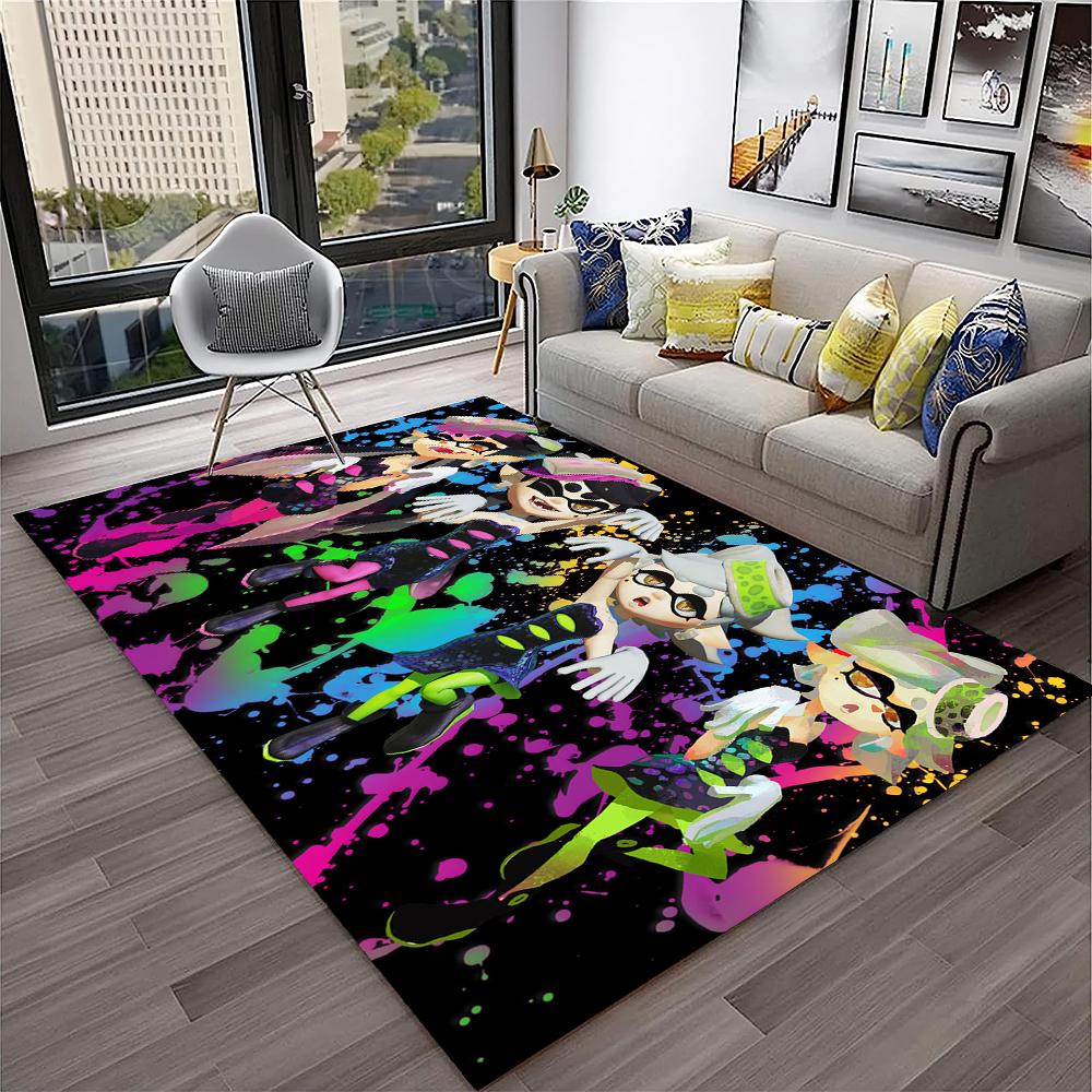 3D Games Splatoon3,PC Gamer Cartoon Carpet Rug for Home Living Room Bedroom Sofa Doormat Decor,kids Area Rug Non-slip Floor Mat